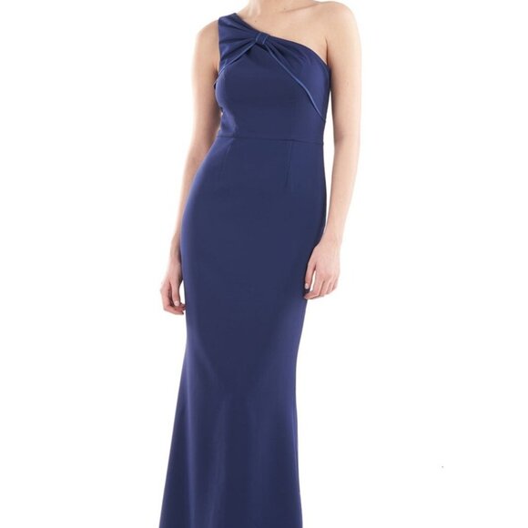 NWT JS Collection Lilah Bow Detail One-Shoulder Mermaid Gown maxi Blue Size 12 - Picture 4 of 9